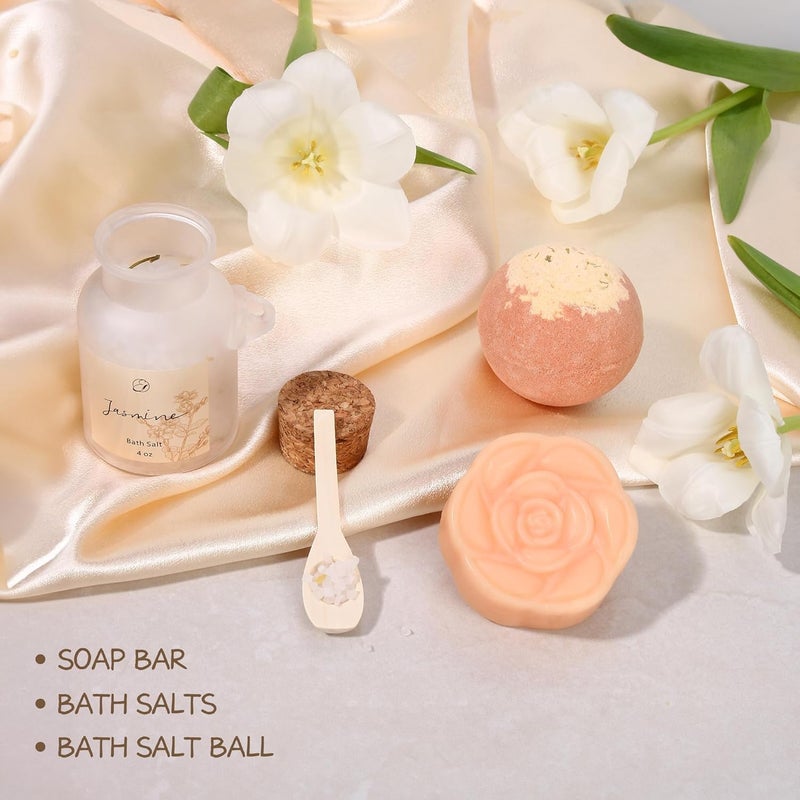 EXTALOW Spa Gifts for Women Valentines Day Gifts Jasmine Bath Gift Baskets Relaxing Self Care Gift for Mom Girlfriend Sister Wife Auntie Home Bath Care Package Thank You Birthday Gift Friendship - Image 4